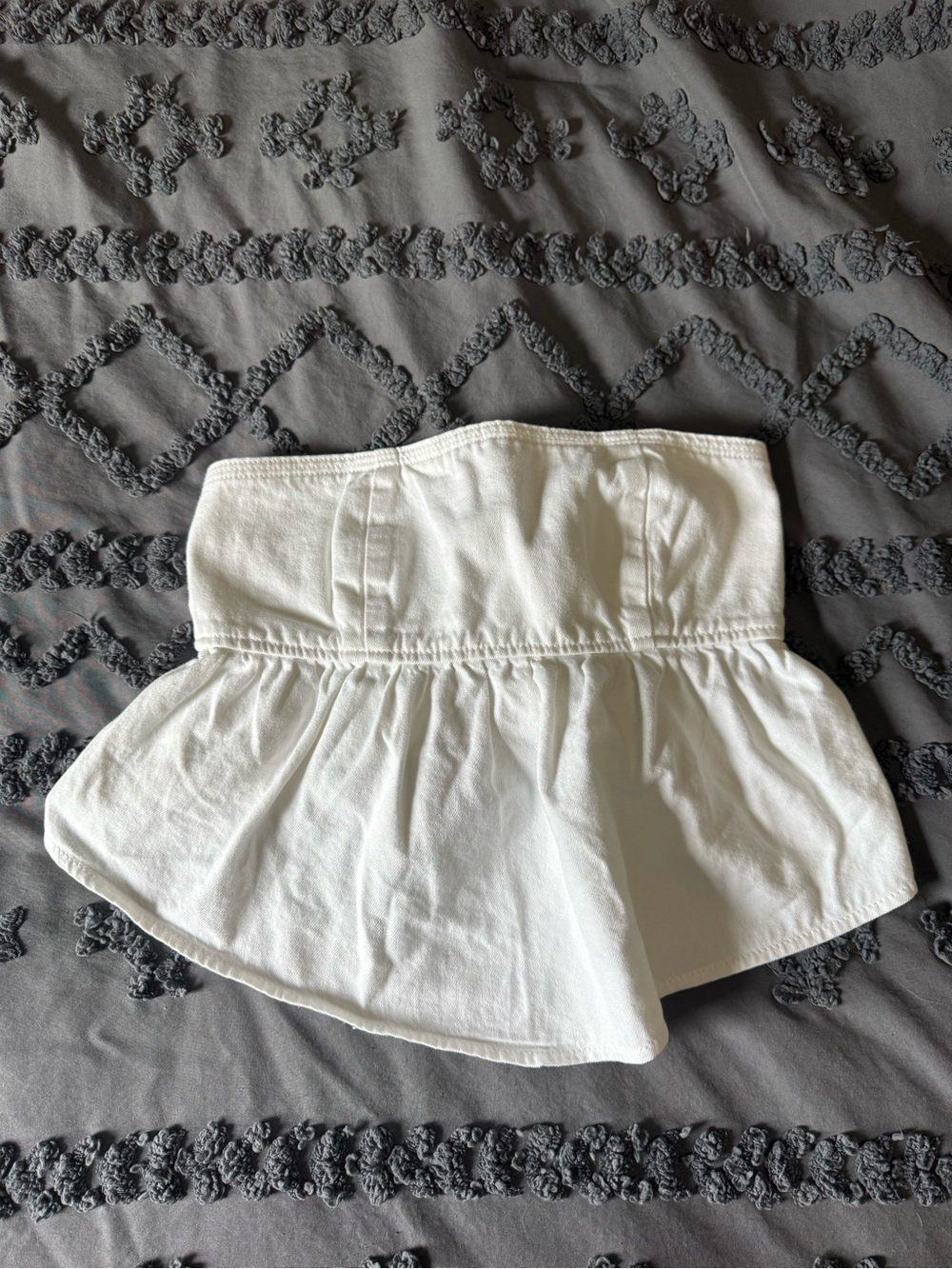 American Eagle Outfitters White Strapless Peplum Crop Top